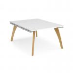 Fuze back to back desks 1200mm x 1600mm with oak legs - white underframe, white top FZ1216-WH-WH