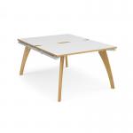 Fuze back to back desks 1200mm x 1600mm - white frame and white top with oak edging