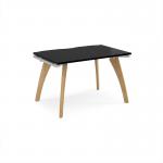 Fuze single desk 1200mm x 800mm with oak legs - white underframe, black top FZ128-WH-BK