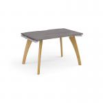 Fuze single desk 1200mm x 800mm with oak legs - white underframe, grey oak top FZ128-WH-GO