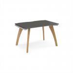 Fuze single desk 1200mm x 800mm with oak legs - white underframe, storm grey top FZ128-WH-OG