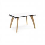 Fuze single desk 1200mm x 800mm with oak legs - white underframe, white top, black edge FZ128-WH-WK