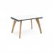 Fuze single desk 1200mm x 800mm with oak legs - white underframe, white top, black edge FZ128-WH-WK