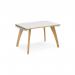 Fuze single desk 1200mm x 800mm with oak legs - white underframe, white top with oak edging FZ128-WH-WO