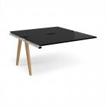 Fuze add on units back to back 1400mm x 1600mm with oak legs - white underframe, black top FZ1416-AB-WH-BK
