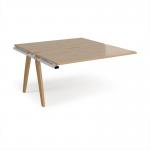 Fuze add on units back to back 1400mm x 1600mm with oak legs - white underframe, kendal oak top FZ1416-AB-WH-KO