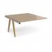 Fuze add on units back to back 1400mm x 1600mm with oak legs - white underframe, kendal oak top FZ1416-AB-WH-KO
