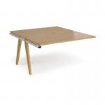 Fuze add on units back to back 1400mm x 1600mm with oak legs - white underframe, oak top FZ1416-AB-WH-O