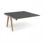 Fuze add on units back to back 1400mm x 1600mm with oak legs - white underframe, storm grey top FZ1416-AB-WH-OG