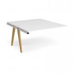 Fuze add on units back to back 1400mm x 1600mm with oak legs - white underframe, white top FZ1416-AB-WH-WH