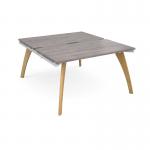 Fuze starter units back to back 1400mm x 1600mm with oak legs - white underframe, grey oak top FZ1416-SB-WH-GO