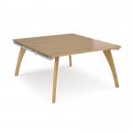 Fuze starter units back to back 1400mm x 1600mm with oak legs - white underframe, oak top FZ1416-SB-WH-O