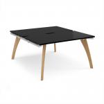 Fuze back to back desks 1400mm x 1600mm with oak legs - white underframe, black top FZ1416-WH-BK