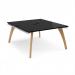 Fuze back to back desks 1400mm x 1600mm with oak legs - white underframe, black top FZ1416-WH-BK