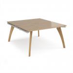 Fuze back to back desks 1400mm x 1600mm with oak legs - white underframe, kendal oak top FZ1416-WH-KO