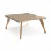 Fuze back to back desks 1400mm x 1600mm with oak legs - white underframe, kendal oak top FZ1416-WH-KO