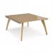 Fuze back to back desks 1400mm x 1600mm with oak legs - white underframe, oak top FZ1416-WH-O