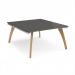 Fuze back to back desks 1400mm x 1600mm with oak legs - white underframe, storm grey top FZ1416-WH-OG