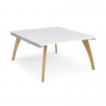 Fuze back to back desks 1400mm x 1600mm with oak legs - white underframe, white top FZ1416-WH-WH