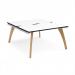 Fuze back to back desks 1400mm x 1600mm with oak legs - white underframe, white top, black edge FZ1416-WH-WK