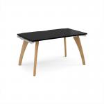 Fuze single desk 1400mm x 800mm with oak legs - white underframe, black top FZ148-WH-BK