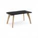 Fuze single desk 1400mm x 800mm with oak legs - white underframe, black top FZ148-WH-BK