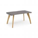 Fuze single desk 1400mm x 800mm with oak legs - white underframe, grey oak top FZ148-WH-GO