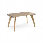 Fuze single desk 1400mm x 800mm with oak legs - white underframe, kendal oak top FZ148-WH-KO