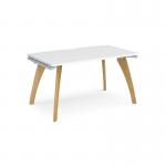 Fuze single desk 1400mm x 800mm with oak legs - white underframe, white top FZ148-WH-WH