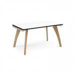 Fuze single desk 1400mm x 800mm with oak legs - white underframe, white top, black edge FZ148-WH-WK