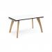 Fuze single desk 1400mm x 800mm with oak legs - white underframe, white top, black edge FZ148-WH-WK