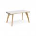 Fuze single desk 1400mm x 800mm with oak legs - white underframe, white top with oak edging FZ148-WH-WO