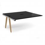 Fuze add on units back to back 1600mm x 1600mm with oak legs - white underframe, black top FZ1616-AB-WH-BK