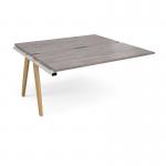 Fuze add on units back to back 1600mm x 1600mm with oak legs - white underframe, grey oak top FZ1616-AB-WH-GO