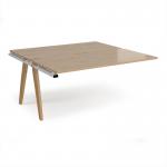 Fuze add on units back to back 1600mm x 1600mm with oak legs - white underframe, kendal oak top FZ1616-AB-WH-KO