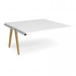 Fuze add on units back to back 1600mm x 1600mm with oak legs - white underframe, white top FZ1616-AB-WH-WH