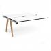 Fuze add on units back to back 1600mm x 1600mm with oak legs - white underframe, white top, black edge FZ1616-AB-WH-WK