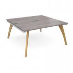 Fuze starter units back to back 1600mm x 1600mm with oak legs - white underframe, grey oak top FZ1616-SB-WH-GO