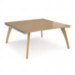 Fuze starter units back to back 1600mm x 1600mm with oak legs - white underframe, oak top FZ1616-SB-WH-O