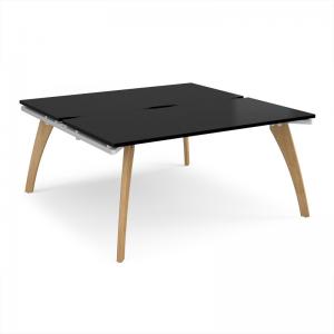 Fuze back to back desks 1600mm x 1600mm with oak legs - white