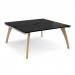 Fuze back to back desks 1600mm x 1600mm with oak legs - white underframe, black top FZ1616-WH-BK