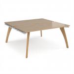 Fuze back to back desks 1600mm x 1600mm with oak legs - white underframe, kendal oak top FZ1616-WH-KO