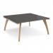 Fuze back to back desks 1600mm x 1600mm with oak legs - white underframe, storm grey top FZ1616-WH-OG
