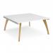 Fuze back to back desks 1600mm x 1600mm with oak legs - white underframe, white top FZ1616-WH-WH