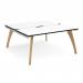 Fuze back to back desks 1600mm x 1600mm with oak legs - white underframe, white top, black edge FZ1616-WH-WK