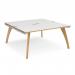 Fuze back to back desks 1600mm x 1600mm with oak legs - white underframe, white top with oak edging FZ1616-WH-WO