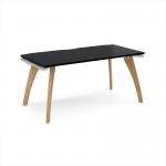 Fuze single desk 1600mm x 800mm with oak legs - white underframe, black top FZ168-WH-BK