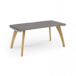 Fuze single desk 1600mm x 800mm with oak legs - white underframe, grey oak top FZ168-WH-GO