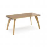 Fuze single desk 1600mm x 800mm with oak legs - white underframe, oak top FZ168-WH-O