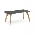 Fuze single desk 1600mm x 800mm with oak legs - white underframe, storm grey top FZ168-WH-OG